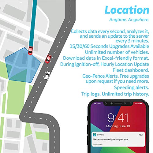 VyncsFleet: GPS Tracker No Monthly Fee, 4G LTE OBD, Real Time Fleet Car/Truck Tracking, SIM, Free 1 Year Data Plan, Trips, Vehicle Diagnostics, Driver Safety Alerts, Fuel Report, Emission Report