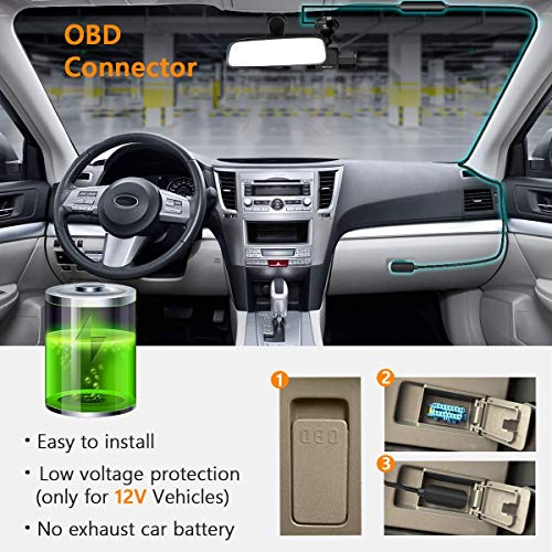 VANTRUE T2 1080P 24/7 Recording Dash Cam with Motion Detection Parking Mode, 2'' LCD Car Camera with Capacitor, Night Vision, OBD Hardwired Cable, G-Sensor, Loop Recording, Support 256GB Max