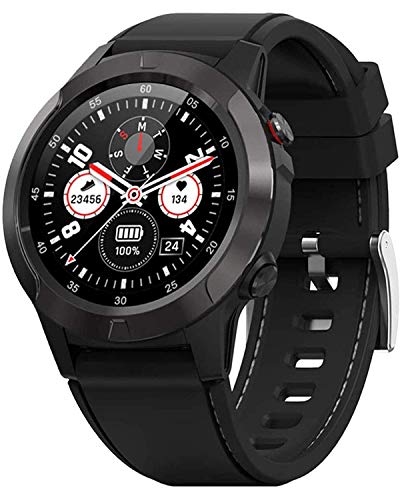 Smart Watch for Android Phones, GPS Smartwatch for Men with Heart Rate and BP Monitor, Pedometer, Text Call Notification, Compass, Barometer, Altitude, Leather and Rubber Bands, Round Face, 2021