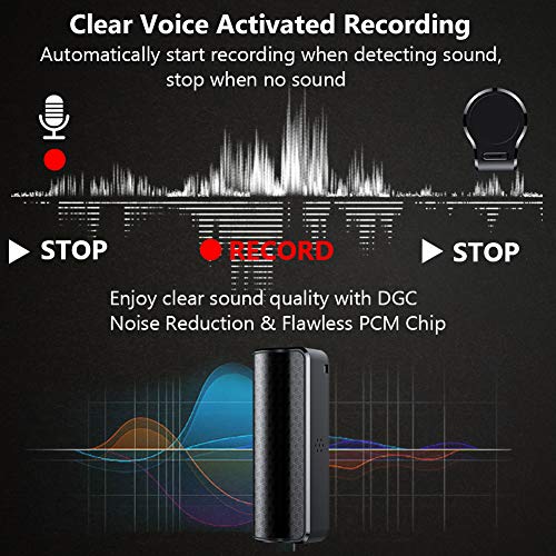 Mini Voice Activated Recorder, 16GB Super Long 500 Hours Recording Capacity, 365 Standby Battery, Audio Sound Recording Continuous Listening Device with Strong Magnetic (Black-70 16GB)