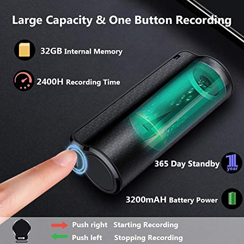 Mini Voice Activated Recorder, 16GB Super Long 500 Hours Recording Capacity, 365 Standby Battery, Audio Sound Recording Continuous Listening Device with Strong Magnetic (Black-70 16GB)