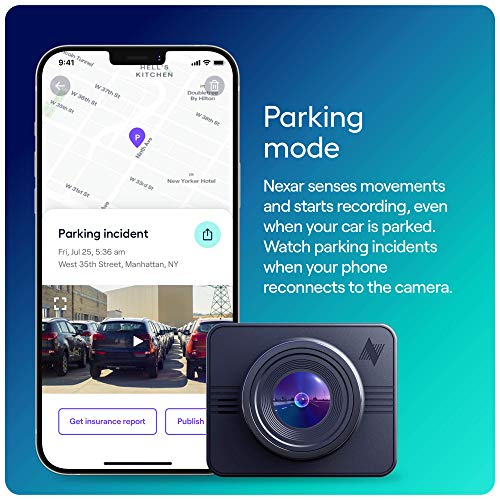 Nexar Beam GPS Dash Cam | HD Front Dash Cam | 2022 Model | SD Card Included | Unlimited Cloud Storage | Parking Mode | WiFi