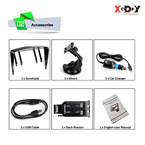 Xgody GPS Truck GPS Navigation System with 8GB Sunshade 7 Inch Spoken Turn-by-Turn Directions Speed Limit Displays Capacitive Touch Screen SAT Navigator with US Lifetime Maps Updated