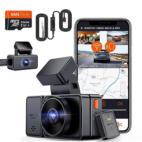 Bundle: Vantrue E3 3 Channel WiFi Dash Cam with GPS Speed+Type C Hardwire kit+258GB SD Card