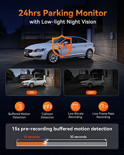 Bundle: Vantrue E3 3 Channel WiFi Dash Cam with GPS Speed+Type C Hardwire kit+258GB SD Card