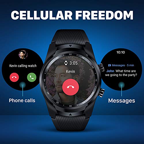 TicWatch Pro 4G LTE Cellular Smartwatch GPS NFC Wear OS by Google Android Health and Fitness Tracker with Calls Notifications Music Swim Sleep Tracking Heart Rate Monitor US Version