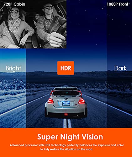 Vantrue N2 Uber Dual Dash Cam, 1080P Inside and Outside Dual Dash Camera, 1.5 inches LCD, Near 360 Degree Wide Angle Lyft Dual Car Cam with Parking Mode, Motion Detection, Front Camera Night Vision