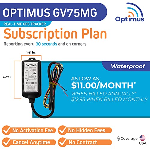 Optimus GV75MG Waterproof Wired GPS Tracker for Motorcycles, Boats, Machinery, Assets