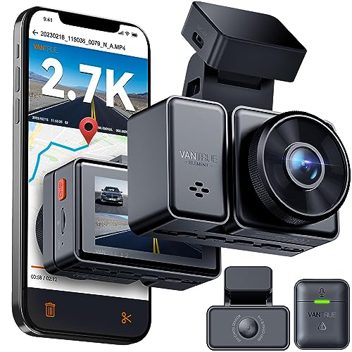 Vantrue E2 Dual 2.5K Front and Rear Dash Cam with 5G WiFi, GPS & Voice Control, 1944P+1944P Car Camera, 24hrs Buffered Parking Mode, Enhanced Night Vision, Motion Detection, Capacitor, Support 512GB