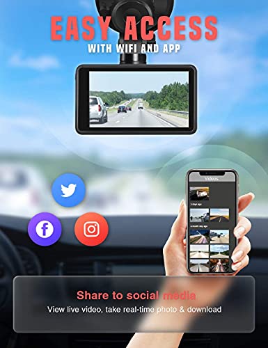 iiwey 4K Dash Cam Front Rear with WiFi GPS, Upgraded Front 4K Rear 1080P or Single Front 4K 2160p@30fps Car Camera, 3” Touchscreen Dashboard Camera, Sony Night Vision, Parking Monitor, App Control