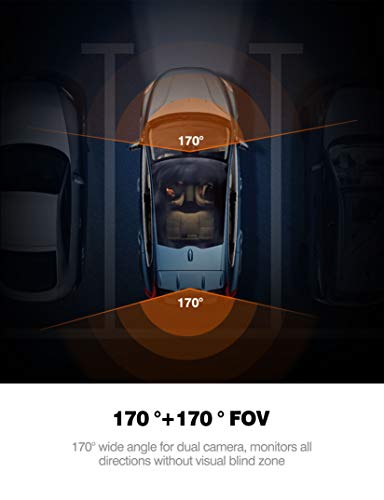 Kingslim D2 2.5K Dual Dash Cam, 1440P&1080P Front and Rear Camera for Cars 170 Degree Driving Recorder with Sony Starvis Sensor Night Vision G-Sensor Parking Mode Support 128GB Max