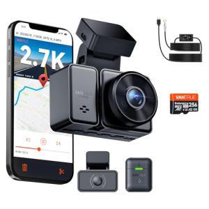 Bundle – 3 Items: Vantrue E2 Wi-Fi Front and Rear GPS Dash Cam + Vantrue 256GB microSD Card + Type C Hardwire Kit