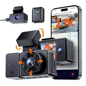Vantrue E3 2.5K 3 Channel WiFi GPS Dash Cam, 3 Way Front and Rear Inside Dash Camera for Car, 1944P+1080P+1080P, Voice Control, IR Night Vision, 24Hrs Parking Mode, Motion Detection, Support 512GB Max