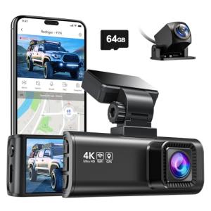 REDTIGER F7N 4K Dual Dash Cam Built-in WiFi GPS Front 4K/2.5K and Rear 1080P Dual Dash Camera for Cars,3.18 inch Display,170 Deg Wide Angle Dashboard Camera Recorder,Support 256GB Max