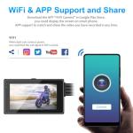 VSYSTO Fish Eye Camera WiFi Motorcycle Dash Cam, 3" IPS Screen GPS WDR HD 1080P Front & Rear Sports Action Camera DVR, 150° Wide Angle SONYIMX307 Lens Night Vision G-Sensor Loop Recording