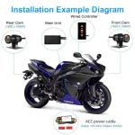 VSYSTO Fish Eye Camera WiFi Motorcycle Dash Cam, 3" IPS Screen GPS WDR HD 1080P Front & Rear Sports Action Camera DVR, 150° Wide Angle SONYIMX307 Lens Night Vision G-Sensor Loop Recording