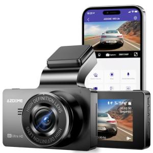 AZDOME 4K Dual Dash Cam Front and Rear, Built-in GPS/WiFi(64G SD Card Included), Dashboard Camera with UHD 3840x2160P, 3" Display, Sony Sensor, 170° FOV, WDR, Night Vision, Parking Monitor, G-Sensor