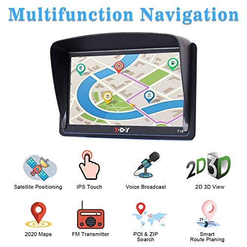 7 inch GPS Navigation for Car Xgody The Latest 2020 North American Map Satellite Navigation System, Truck GPS with Voice Turn Direction Guidance,Poi and Speed Camera Warning Free Lifetime Map Updates
