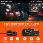 Vantrue N4 3 Channel 4K Dash Cam, 4K+1080P Front and Rear, 1440P+1440P Front and Inside, 1440P+1440P+1080P Three Way Triple Car Camera, IR Night Vision, 24hr Parking Mode, Capacitor, Support 256GB Max