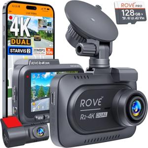 ROVE R2-4K Dual Dash Cam with Free 128GB Card
