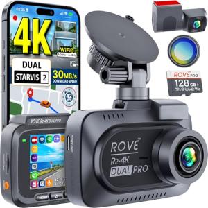 ROVE R2-4K Dual Dash Cam with Free 128GB Card