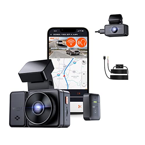 Bundle – 2 Items: Vantrue E2 Wi-Fi Front and Rear GPS Dash Cam + Hardwire Kit