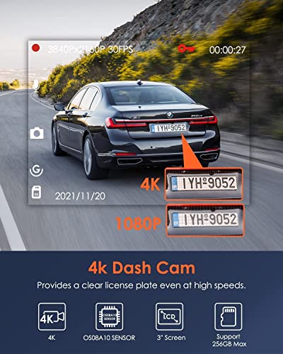 Bundle – 2 Items: Vantrue X4S 4K WiFi Dash Cam + Vantrue GPS Suction Mount