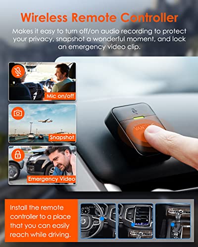 Bundle – 2 Items: Vantrue E2 Wi-Fi Front and Rear GPS Dash Cam + Hardwire Kit