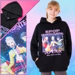 KPop Demon Hunters Officially Licensed Huntrix Hoodie for Girls, Soft Sweatshirt, Cozy Pullover, Gifts for Girls (7-8 Years, Black Huntrix)