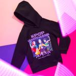 KPop Demon Hunters Officially Licensed Huntrix Hoodie for Girls, Soft Sweatshirt, Cozy Pullover, Gifts for Girls (7-8 Years, Black Huntrix)