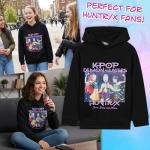 KPop Demon Hunters Officially Licensed Huntrix Hoodie for Girls, Soft Sweatshirt, Cozy Pullover, Gifts for Girls (7-8 Years, Black Huntrix)