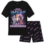 KPop Demon Hunters Officially Licensed Huntrix 2-Pc Pajamas Set Girls 5–14 Yrs, Lounge Set T Shirt Shorts, Gifts for Girls (7-8 Years, Black Huntrix)