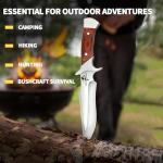 Purple Dragon Camping Fixed Blade Knife with Sheath-6 Inch Outdoor Knife-Full Tang 440C Steel Bushcraft Knife with Redwood Handle-Outdoor Gear Christmas Gift for Men and Women
