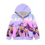 LISTHA Girls Zip Up Hoodies K-Pop Singer Long Sleeve Sweatshirts De-mon Graphic Jackets Hunters Coat With Pockets