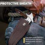 Purple Dragon Camping Fixed Blade Knife with Sheath-6 Inch Outdoor Knife-Full Tang 440C Steel Bushcraft Knife with Redwood Handle-Outdoor Gear Christmas Gift for Men and Women