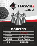 Hawki Airgun Pellets .177cal/4.5mm Caliber (9.72gr/0.63 g) 500 ct Hi6019EX Pointed