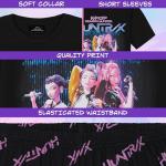 KPop Demon Hunters Officially Licensed Huntrix 2-Pc Pajamas Set Girls 5–14 Yrs, Lounge Set T Shirt Shorts, Gifts for Girls (7-8 Years, Black Huntrix)