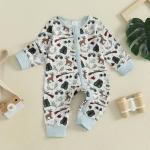 Baby Girl Boy Hunting Clothes Mallard Duck Deer Romper Zipper Jumpsuit Retro Bodysuit Newborn Going Home Outfit Fall (Green, 0-3 Months)