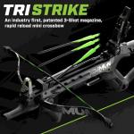 Barnett Demun Tri-Strike Mini Crossbow - Compact Break Action Pistol Crossbow, 3-Shot Magazine, Flip Down Foregrip, Precision Sights - 180fps, 7in Bolts, 5 Bolts Included