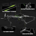Barnett Demun Tri-Strike Mini Crossbow - Compact Break Action Pistol Crossbow, 3-Shot Magazine, Flip Down Foregrip, Precision Sights - 180fps, 7in Bolts, 5 Bolts Included