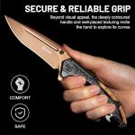 NedFoss CHEETAH Folding Pocket Knife, Premium Gold D2 Steel Blade Survival Knife, Unique Aluminum Handle with Skeletonized Frame, Pocket Clip, Cool Pocket Knives for Men Gift