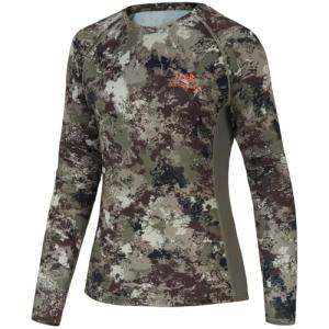 BASSDASH Women’s Camo Hunting Shirt Long Sleeve UPF 50+ Sun Protection Performance Tee Fishing Hiking