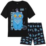 KPop Demon Hunters Officially Licensed Derpy Tiger 2-Pc Pajamas Set Girls 5–14 Yrs Lounge Set T Shirt Shorts, Gifts for Girls (7-8 Years, Black Derpy)