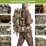 Hunting Backpack for Men, 60/80L Camo Backpack with Waterproof Rain Cover, 600D Hunting Pack for Hunters