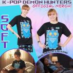 KPop Demon Hunters Officially Licensed Derpy Tiger 2-Pc Pajamas Set Girls 5–14 Yrs Lounge Set T Shirt Shorts, Gifts for Girls (7-8 Years, Black Derpy)