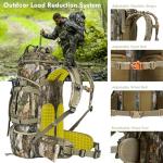 Hunting Backpack for Men, 60/80L Camo Backpack with Waterproof Rain Cover, 600D Hunting Pack for Hunters