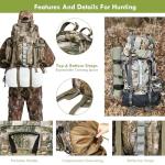 Hunting Backpack for Men, 60/80L Camo Backpack with Waterproof Rain Cover, 600D Hunting Pack for Hunters