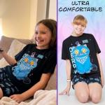 KPop Demon Hunters Officially Licensed Derpy Tiger 2-Pc Pajamas Set Girls 5–14 Yrs Lounge Set T Shirt Shorts, Gifts for Girls (7-8 Years, Black Derpy)
