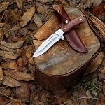 Flissa Fixed Blade Knife with Sheath, 9.8'' Full Tang Hunting Knife with High Carbon Steel Blade, Non-Slip Rose Wooden Handle, Lanyard Hole, Camping Knives for Hiking, Outdoor, Hunting, Survival, Camping