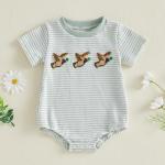 Ayalinggo Baby Boy Summer Clothes Mallard Duck Embroidery Newborn Bubble Romper Short Sleeve Bodysuit Infant Hunting Clothing (Green, 0-3 Months)